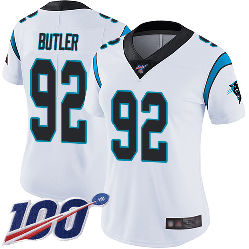 Carolina Panthers Limited White Women Vernon Butler Road Jersey NFL Football #92 100th Season Vapor Untouchable->women nfl jersey->Women Jersey